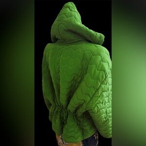 KiKIT Silk Green Quilted Hooded Jacket